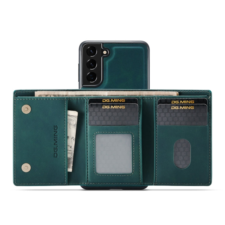 For Samsung Galaxy S22 5G DG.MING M1 Series 3-Fold Multi Card Wallet + Magnetic Phone Case(Green) Eurekaonline