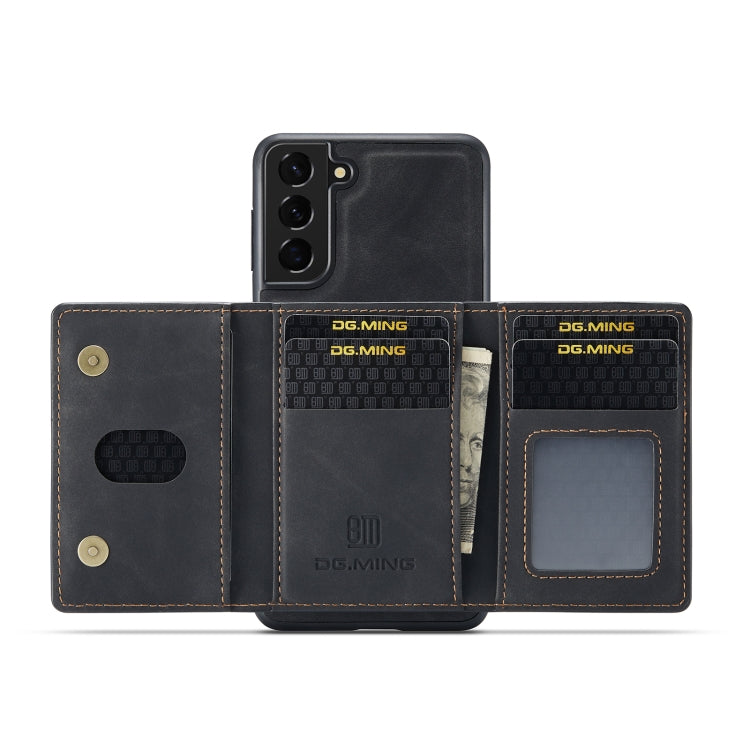 For Samsung Galaxy S22 5G DG.MING M2 Series 3-Fold Multi Card Bag + Magnetic Back Cover Phone Case(Black) Eurekaonline