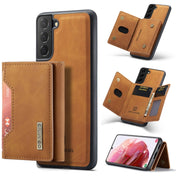 For Samsung Galaxy S22 5G DG.MING M2 Series 3-Fold Multi Card Bag + Magnetic Back Cover Phone Case(Brown) Eurekaonline