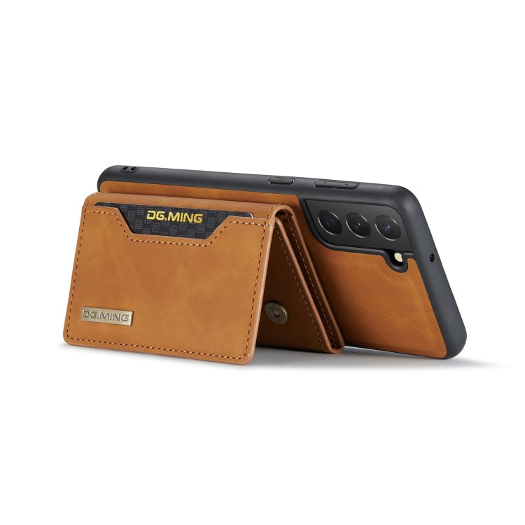 For Samsung Galaxy S22 5G DG.MING M2 Series 3-Fold Multi Card Bag + Magnetic Back Cover Phone Case(Brown) Eurekaonline