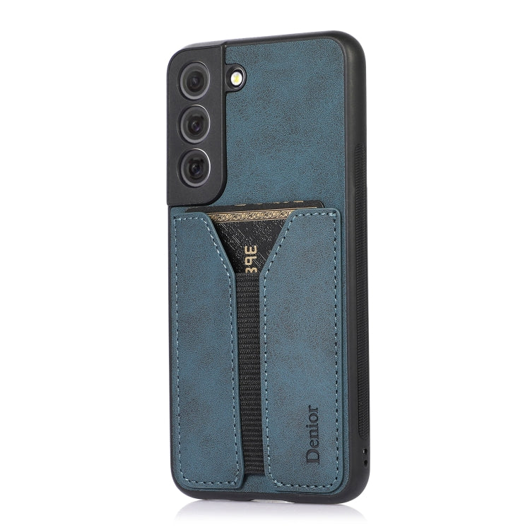 For Samsung Galaxy S22 5G Denior DV Elastic Card PU Back Cover Phone Case(Blue) Eurekaonline