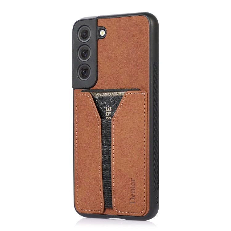 For Samsung Galaxy S22 5G Denior DV Elastic Card PU Back Cover Phone Case(Brown) Eurekaonline