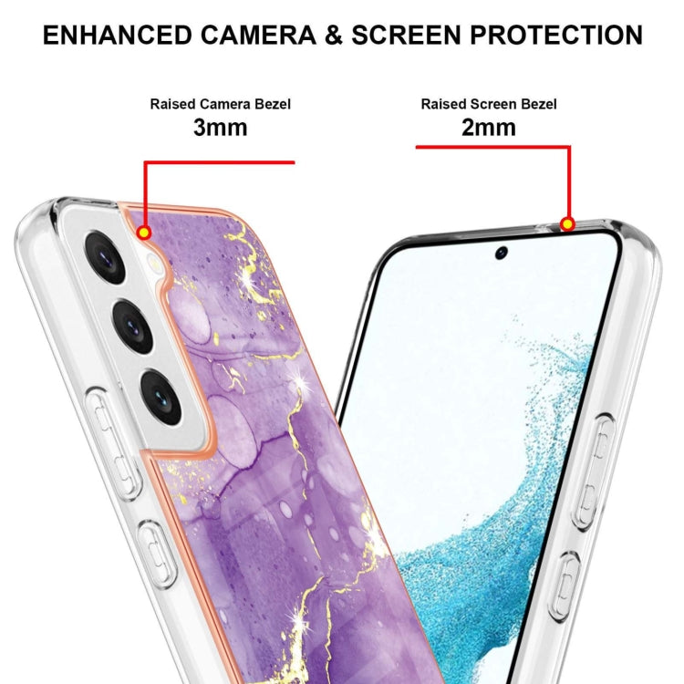 For Samsung Galaxy S22+ 5G Electroplating Marble IMD TPU Phone Case(Purple 002) Eurekaonline