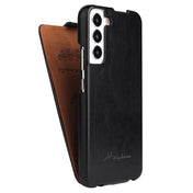 For Samsung Galaxy S22 5G Fierre Shann 64 Texture Vertical Flip PU Leather Phone Case(Black) Eurekaonline