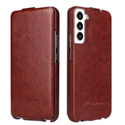 For Samsung Galaxy S22 5G Fierre Shann 64 Texture Vertical Flip PU Leather Phone Case(Brown) Eurekaonline