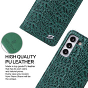 For Samsung Galaxy S22 5G Fierre Shann Crocodile Texture Magnetic Genuine Leather Phone Case(Green) Eurekaonline