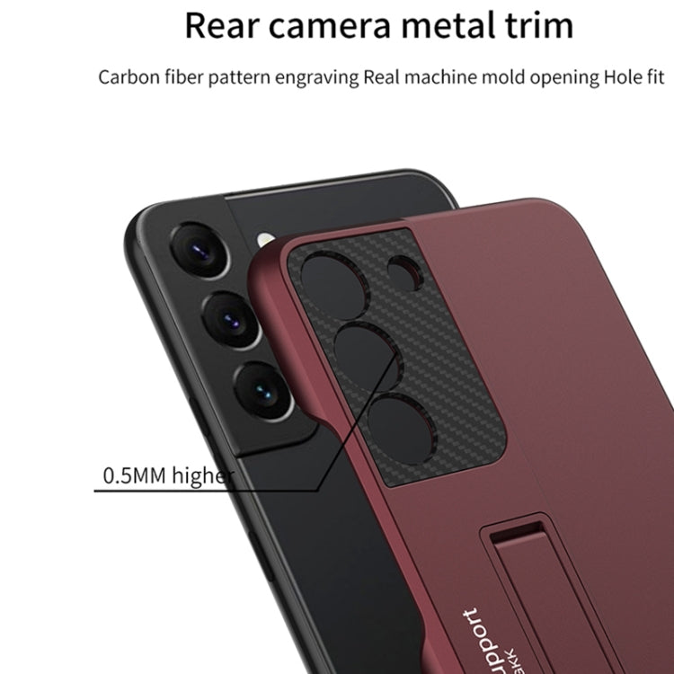 For Samsung Galaxy S22 5G GKK Ultra-thin Shockproof Phone Case with Holder(Black) Eurekaonline