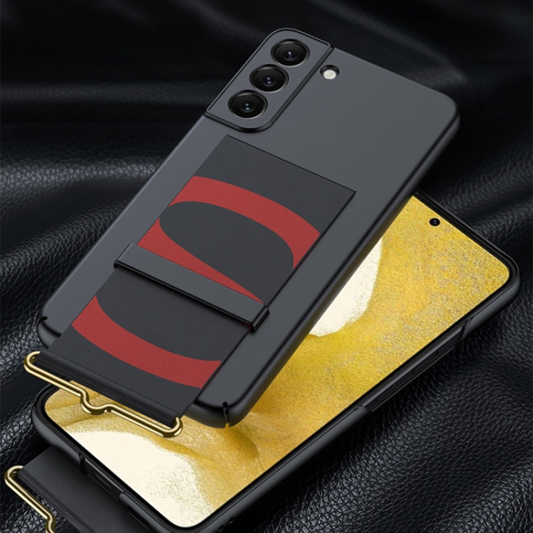 For Samsung Galaxy S22 5G GKK Ultra-thin Wristband Holder Phone Case(Black) Eurekaonline