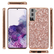 For Samsung Galaxy S22+ 5G Glitter Powder Shockproof TPU Protective Phone Case(Rose Gold) Eurekaonline