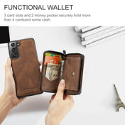For Samsung Galaxy S22 5G JEEHOOD Magnetic Zipper Horizontal Flip Phone Leather Case(Brown) Eurekaonline