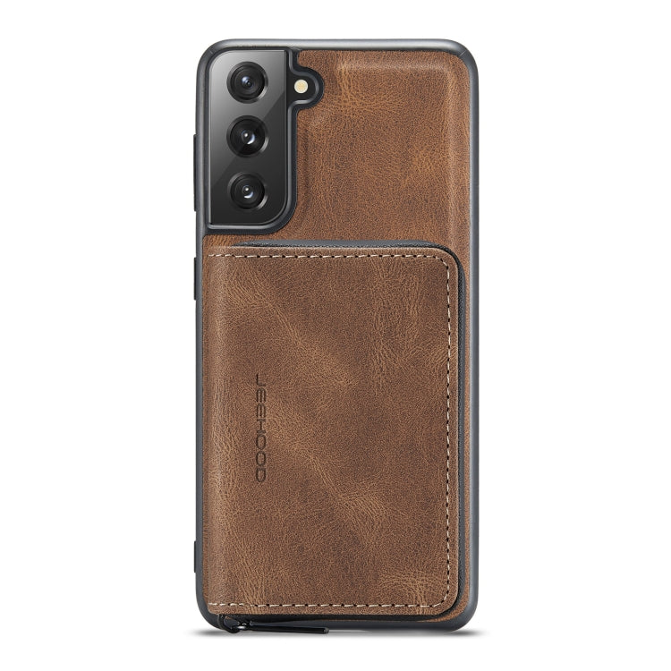 For Samsung Galaxy S22 5G JEEHOOD Magnetic Zipper Horizontal Flip Phone Leather Case(Brown) Eurekaonline