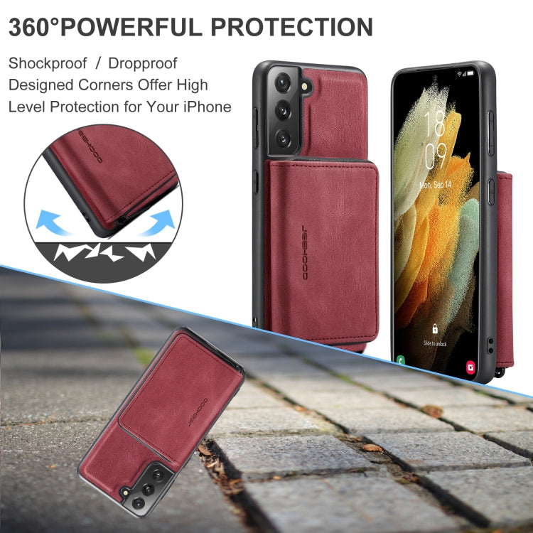 For Samsung Galaxy S22 5G JEEHOOD Magnetic Zipper Horizontal Flip Phone Leather Case(Red) Eurekaonline