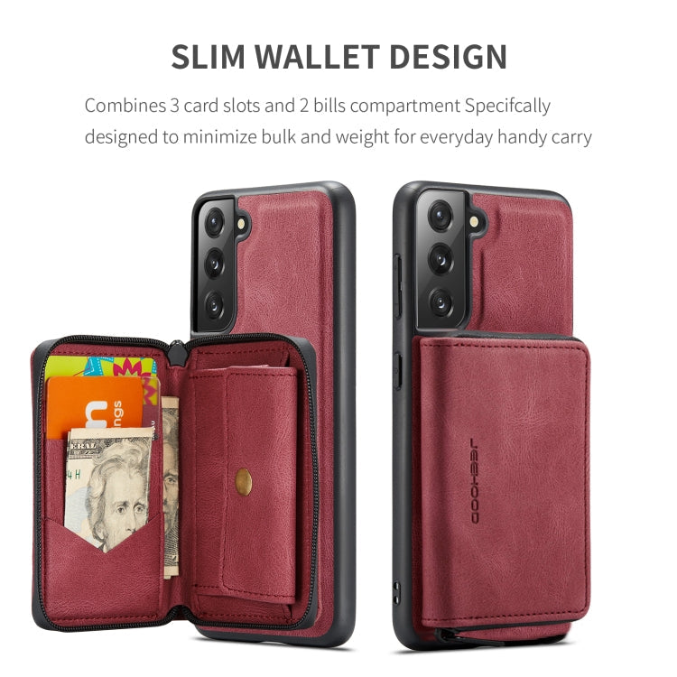 For Samsung Galaxy S22 5G JEEHOOD Magnetic Zipper Horizontal Flip Phone Leather Case(Red) Eurekaonline