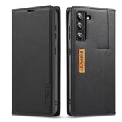 For Samsung Galaxy S22 5G LC.IMEEKE LC-001 Series PU + TPU Color Matching Frosted Leather Phone Case(Black) Eurekaonline