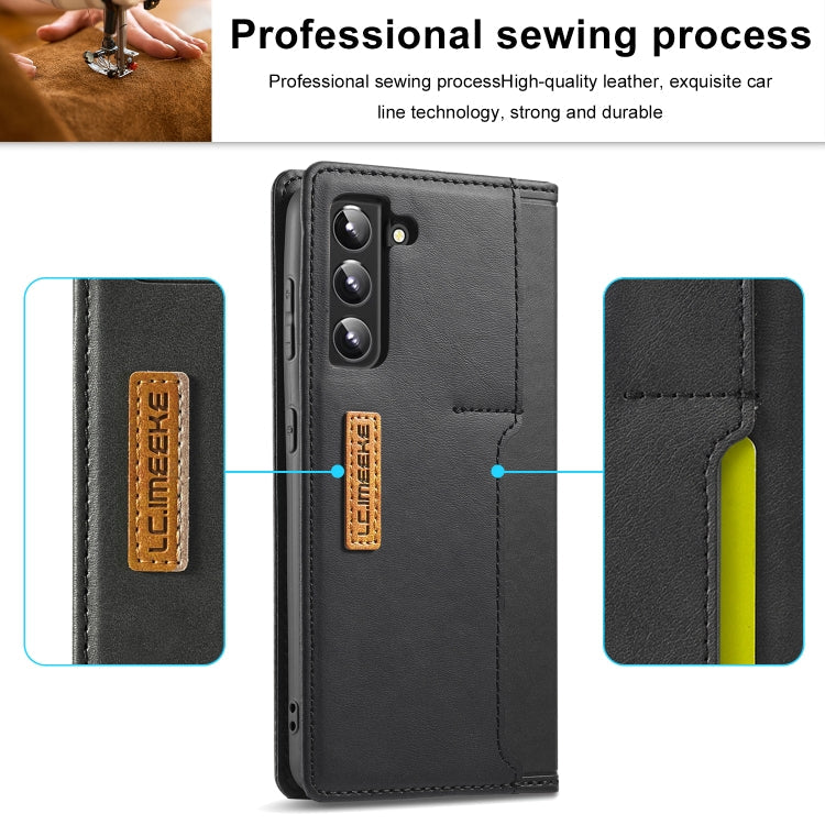 For Samsung Galaxy S22 5G LC.IMEEKE LC-001 Series PU + TPU Color Matching Frosted Leather Phone Case(Black) Eurekaonline