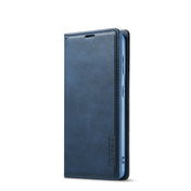 For Samsung Galaxy S22 5G LC.IMEEKE LC-001 Series PU + TPU Color Matching Frosted Leather Phone Case(Blue) Eurekaonline