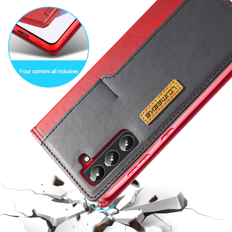 For Samsung Galaxy S22 5G LC.IMEEKE LC-001 Series PU + TPU Color Matching Frosted Leather Phone Case(Red) Eurekaonline