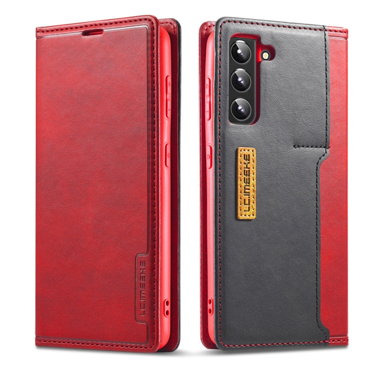 For Samsung Galaxy S22 5G LC.IMEEKE LC-001 Series PU + TPU Color Matching Frosted Leather Phone Case(Red) Eurekaonline