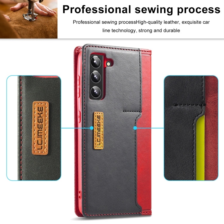 For Samsung Galaxy S22 5G LC.IMEEKE LC-001 Series PU + TPU Color Matching Frosted Leather Phone Case(Red) Eurekaonline