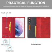 For Samsung Galaxy S22 5G LC.IMEEKE LC-001 Series PU + TPU Color Matching Frosted Leather Phone Case(Red) Eurekaonline