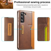 For Samsung Galaxy S22 5G LC.IMEEKE LC-001 Series PU + TPU Color Matching Frosted Leather Phone Case(Yellow) Eurekaonline
