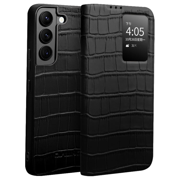 For Samsung Galaxy S22 5G QIALINO Crocodile Pattern Genuine Leather Phone Case(Black) Eurekaonline