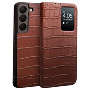 For Samsung Galaxy S22 5G QIALINO Crocodile Pattern Genuine Leather Phone Case(Brown) Eurekaonline