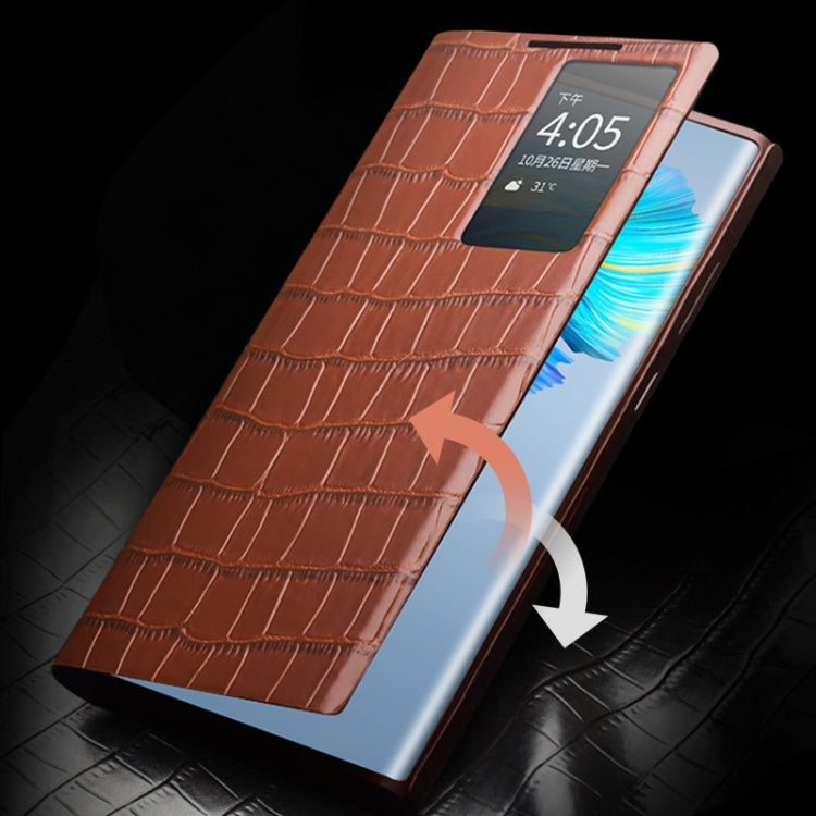 For Samsung Galaxy S22+ 5G QIALINO Crocodile Pattern Genuine Leather Phone Case(Brown) Eurekaonline