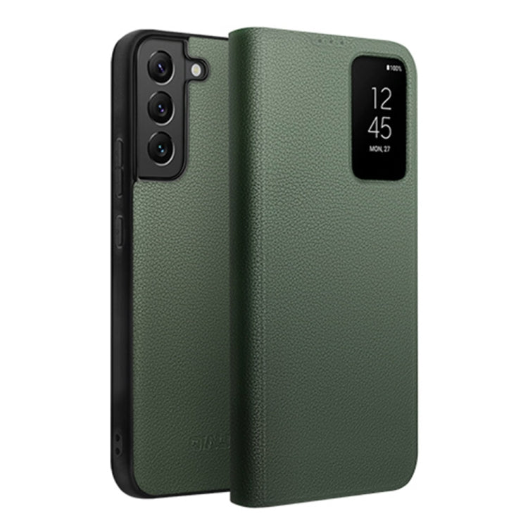 For Samsung Galaxy S22 5G QIALINO Magnetic Genuine Leather Phone Case(Green) Eurekaonline