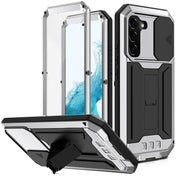 For Samsung Galaxy S22 5G R-JUST Sliding Camera Metal + Silicone Holder Phone Case(Silver) Eurekaonline