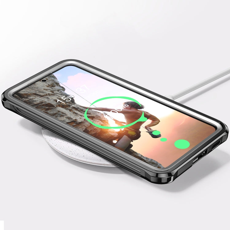 For Samsung Galaxy S22 5G RedPepper Transparent Dot Shockproof Waterproof PC + TPU Phone Case(Black) Eurekaonline