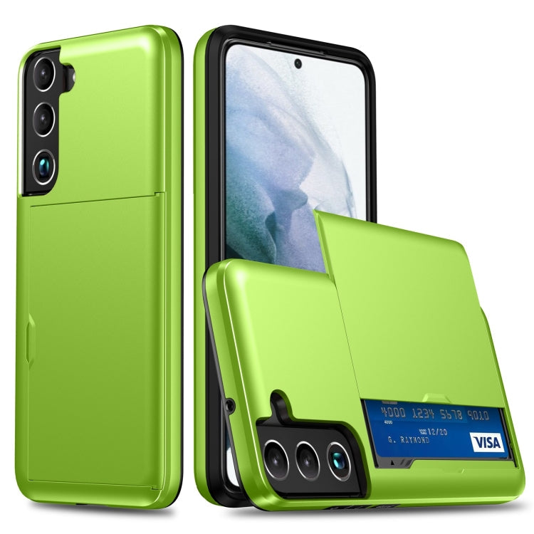 For Samsung Galaxy S22 5G Shockproof Armor Phone Case with Card Slot(Green) Eurekaonline