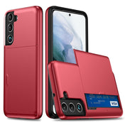 For Samsung Galaxy S22 5G Shockproof Armor Phone Case with Card Slot(Red) Eurekaonline