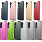 For Samsung Galaxy S22 5G Shockproof Armor Phone Case with Card Slot(Rose Gold) Eurekaonline