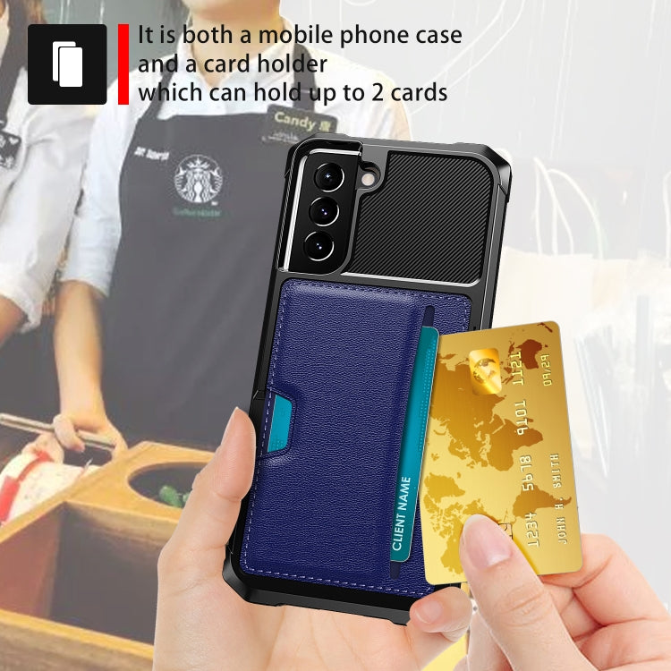 For Samsung Galaxy S22 5G ZM02 Card Slot Holder Phone Case(Blue) Eurekaonline