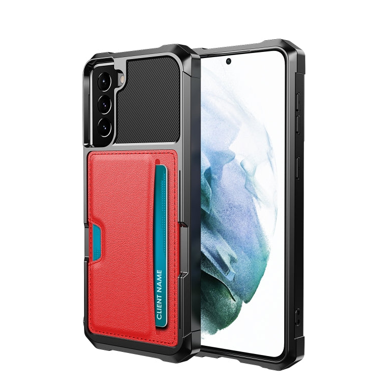 For Samsung Galaxy S22 5G ZM02 Card Slot Holder Phone Case(Red) Eurekaonline