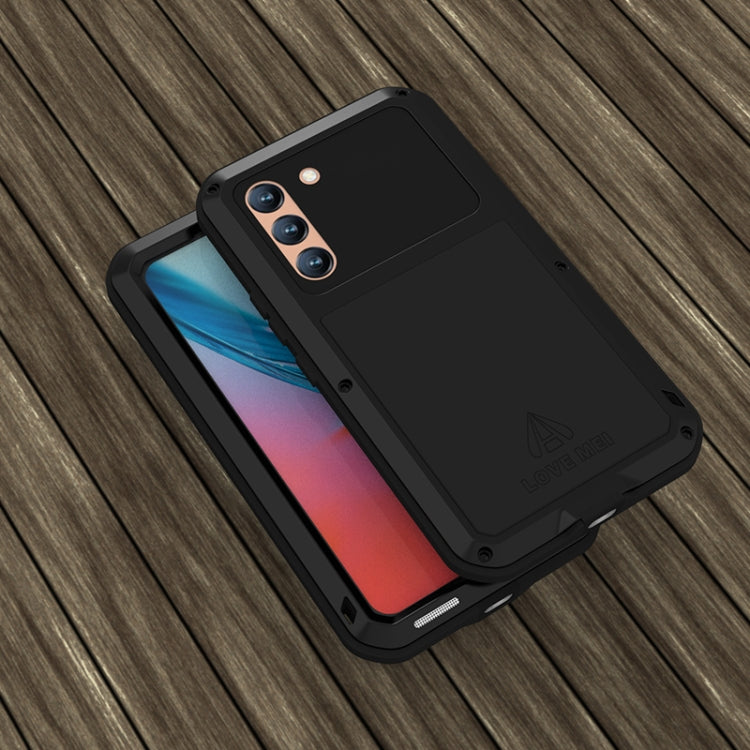 For Samsung Galaxy S22  LOVE MEI Metal Shockproof Waterproof Dustproof Protective Phone Case with Glass(Black) Eurekaonline