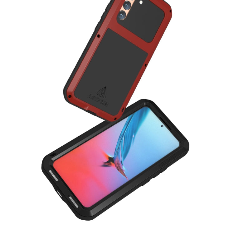 For Samsung Galaxy S22  LOVE MEI Metal Shockproof Waterproof Dustproof Protective Phone Case with Glass(White) Eurekaonline
