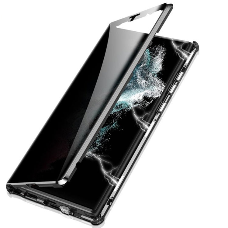 For Samsung Galaxy S22 Ultra 5G Anti-peeping Magnetic Double-sided Tempered Glass Phone Case(Black) Eurekaonline