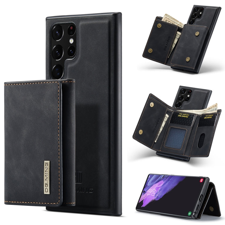 For Samsung Galaxy S22 Ultra 5G DG.MING M1 Series 3-Fold Multi Card Wallet + Magnetic Phone Case(Black) Eurekaonline