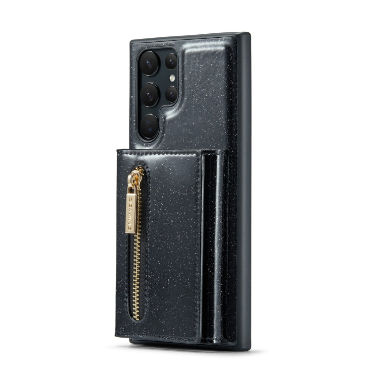 For Samsung Galaxy S22 Ultra 5G DG.MING M3 Series Glitter Powder Card Bag Leather Case(Black) Eurekaonline