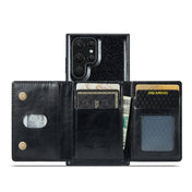 For Samsung Galaxy S22 Ultra 5G DG.MING M3 Series Glitter Powder Card Bag Leather Case(Black) Eurekaonline