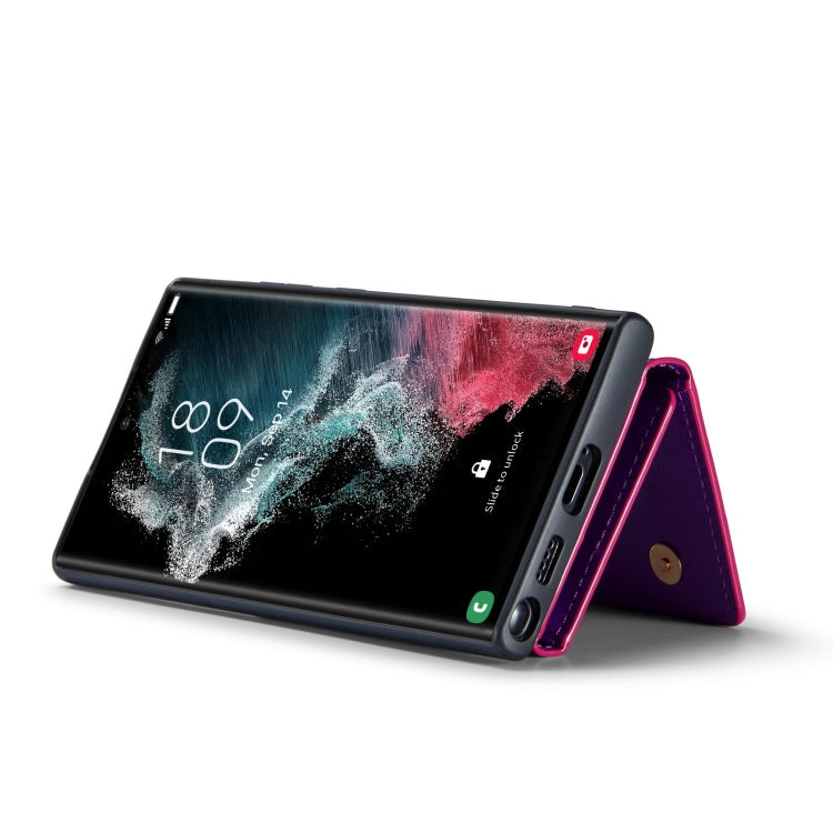 For Samsung Galaxy S22 Ultra 5G DG.MING M3 Series Glitter Powder Card Bag Leather Case(Dark Purple) Eurekaonline