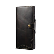 For Samsung Galaxy S22 Ultra 5G Denior Oil Wax Cowhide Magnetic Button Genuine Leather Case(Black) Eurekaonline