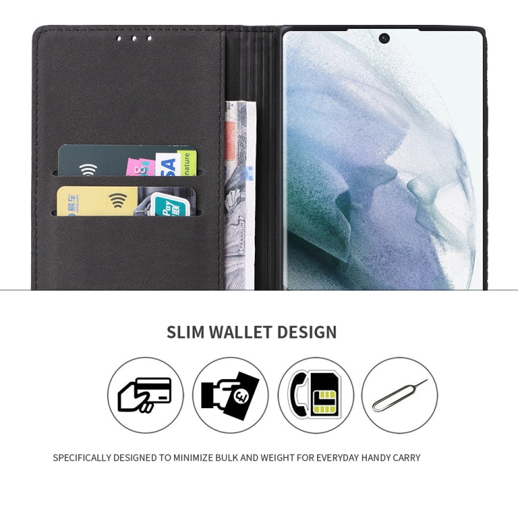 For Samsung Galaxy S22 Ultra 5G Fierre Shann Crocodile Texture Magnetic Genuine Leather Phone Case(Black) Eurekaonline