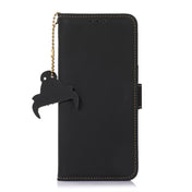 For Samsung Galaxy S22 Ultra 5G Genuine Leather Magnetic RFID Leather Phone Case(Black) Eurekaonline