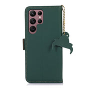 For Samsung Galaxy S22 Ultra 5G Genuine Leather Magnetic RFID Leather Phone Case(Green) Eurekaonline