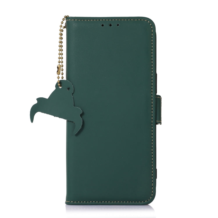 For Samsung Galaxy S22 Ultra 5G Genuine Leather Magnetic RFID Leather Phone Case(Green) Eurekaonline