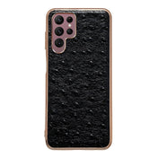 For Samsung Galaxy S22 Ultra 5G Genuine Leather Ostrich Texture Series Nano Electroplating Phone Case(Black) Eurekaonline