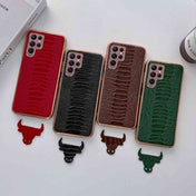 For Samsung Galaxy S22 Ultra 5G Genuine Leather Weilai Series Nano Electroplating Phone Case(Red) Eurekaonline